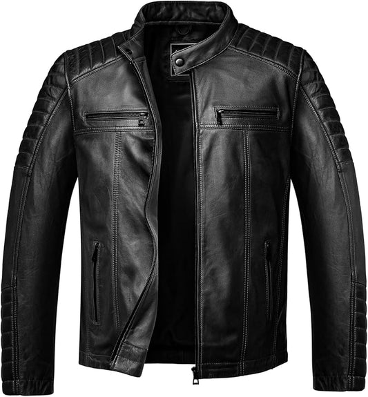 Blackhorn Leather – Men’s Real Sheepskin Biker Jacket (Model 9104)