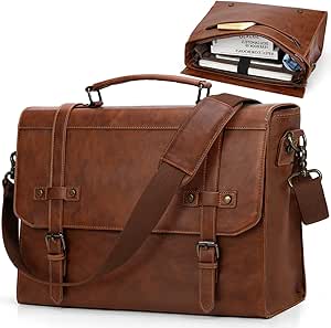 Blackhorn Leather Messenger Bag for Men | 17 Inch Vintage Laptop Briefcase & Travel Satchel