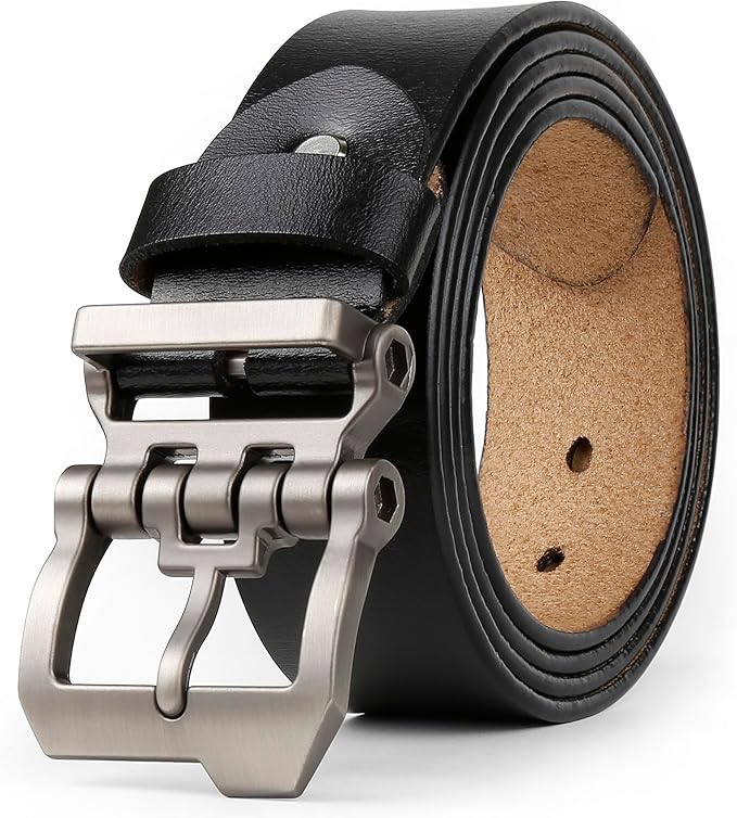Blackhorn Leather Men’s Belt – Genuine Cowhide, Big & Tall Sizes 28"-64", Casual & Dress Belt in Black & Brown