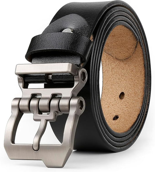 Blackhorn Leather Men’s Belt – Genuine Cowhide, Big & Tall Sizes 28"-64", Casual & Dress Belt in Black & Brown