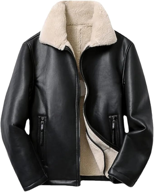 Blackhorn Leather Men’s Double-Sided Faux Leather Jacket – Thick, Warm, Stylish Winter Coat