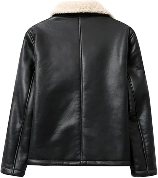 Blackhorn Leather Men’s Double-Sided Faux Leather Jacket – Thick, Warm, Stylish Winter Coat