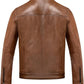 Blackhorn Leather 9108 Men’s Real Sheepskin Biker Jacket with Zip – Cognac & Black